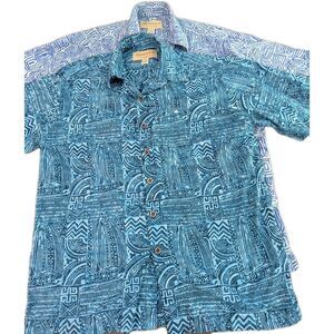 TWO Johari West Size Large Short Sleeve 100% Cotton Tribal Shirts